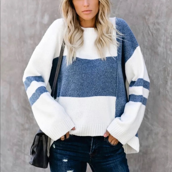 GRACEY’S // Color Block Oversized Pullover Sweater - Picture 3 of 11